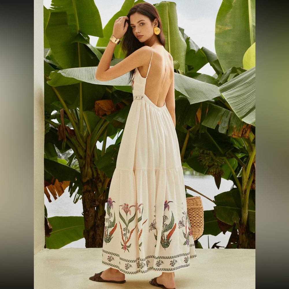 Floral Cream Maxi Dress